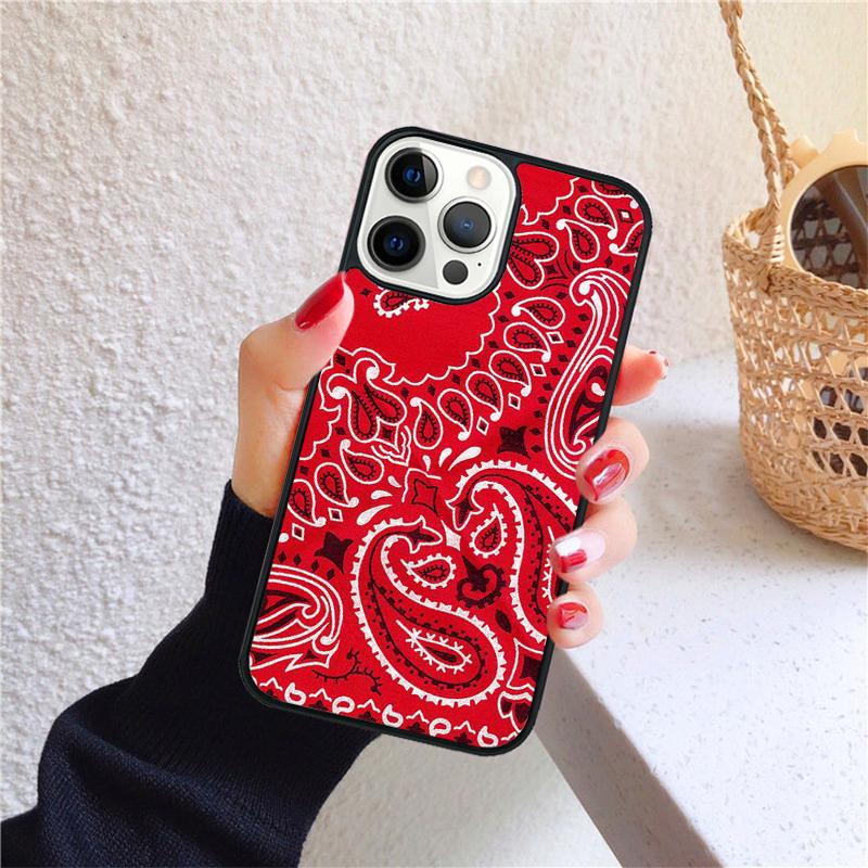 Red Bandana Paisley Phone Case for iPhone 17 Air 16 Coque 15 14 12 13 PLUS 11 PRO MAX Back Cover Fundas Shell