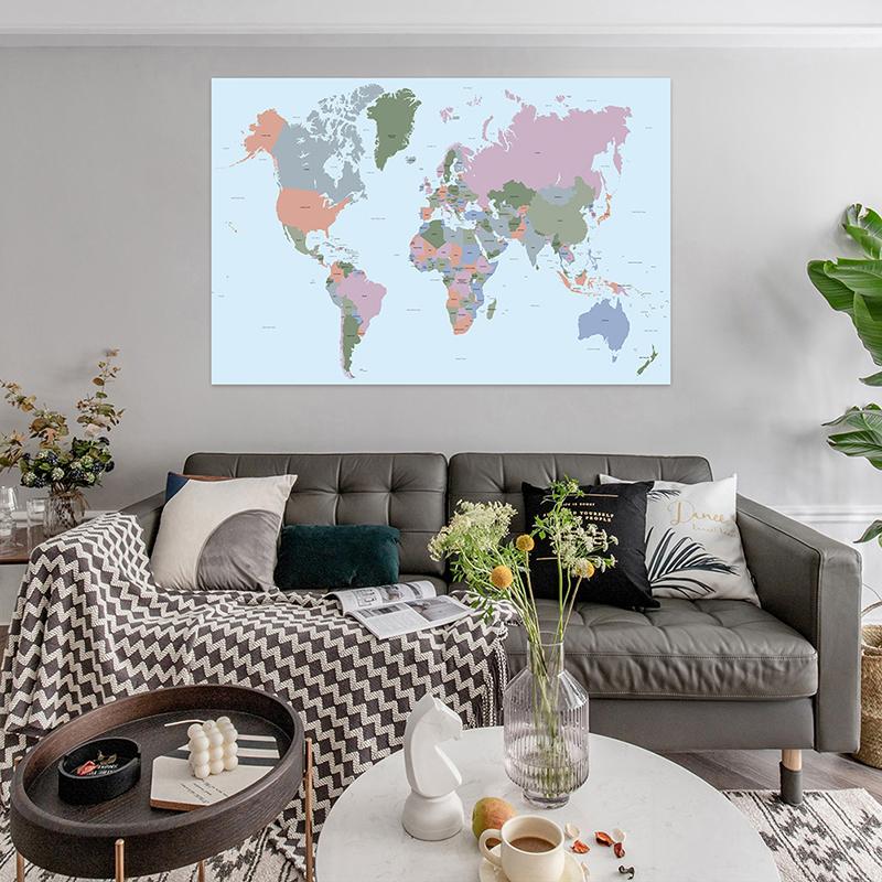 Grande Poster Mappa del Mondo Arte da Parete per Decorazione Aula e Ufficio di Casa, Mappa Politica del Mondo Dettagliata Aggiornata al 2026 per Viaggi e Uso Educativo