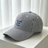 Fresh striped solid color baseball cap for women, spring/summer embroidered letters, face-enhancing small sunshade sun protection baseball cap