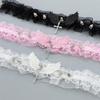 Fashion Solid Color Women Girls Necklace Wide Lace Rivets Lolita Lace Choker Y2K Angel Wings Cool Leather Necklace