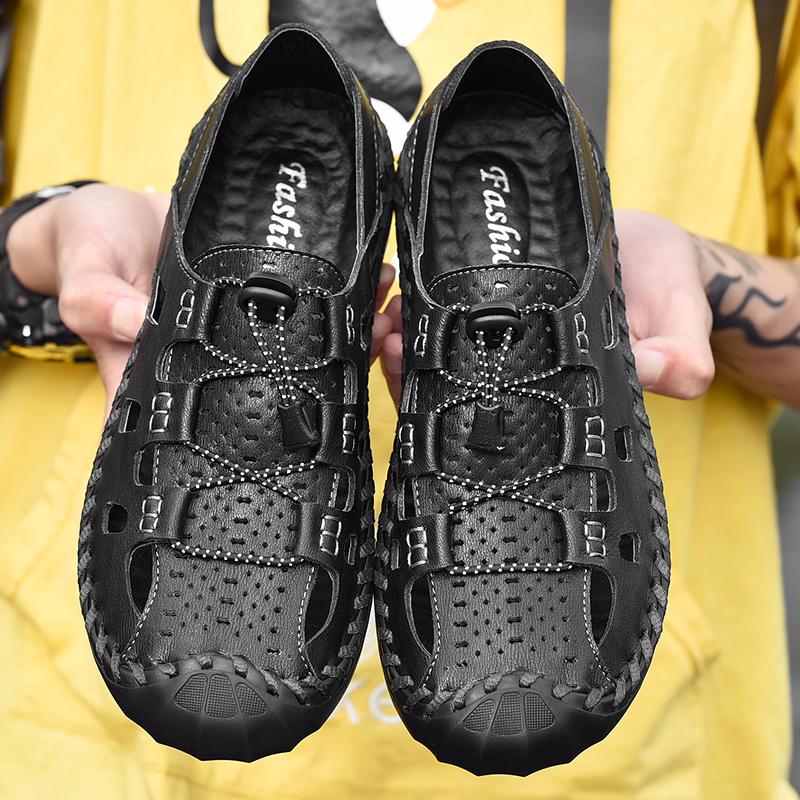 38-48 Summer Men's Plus Size Lightweight and Fashionable Casual Leather Sandals Breathable Beach Shoes