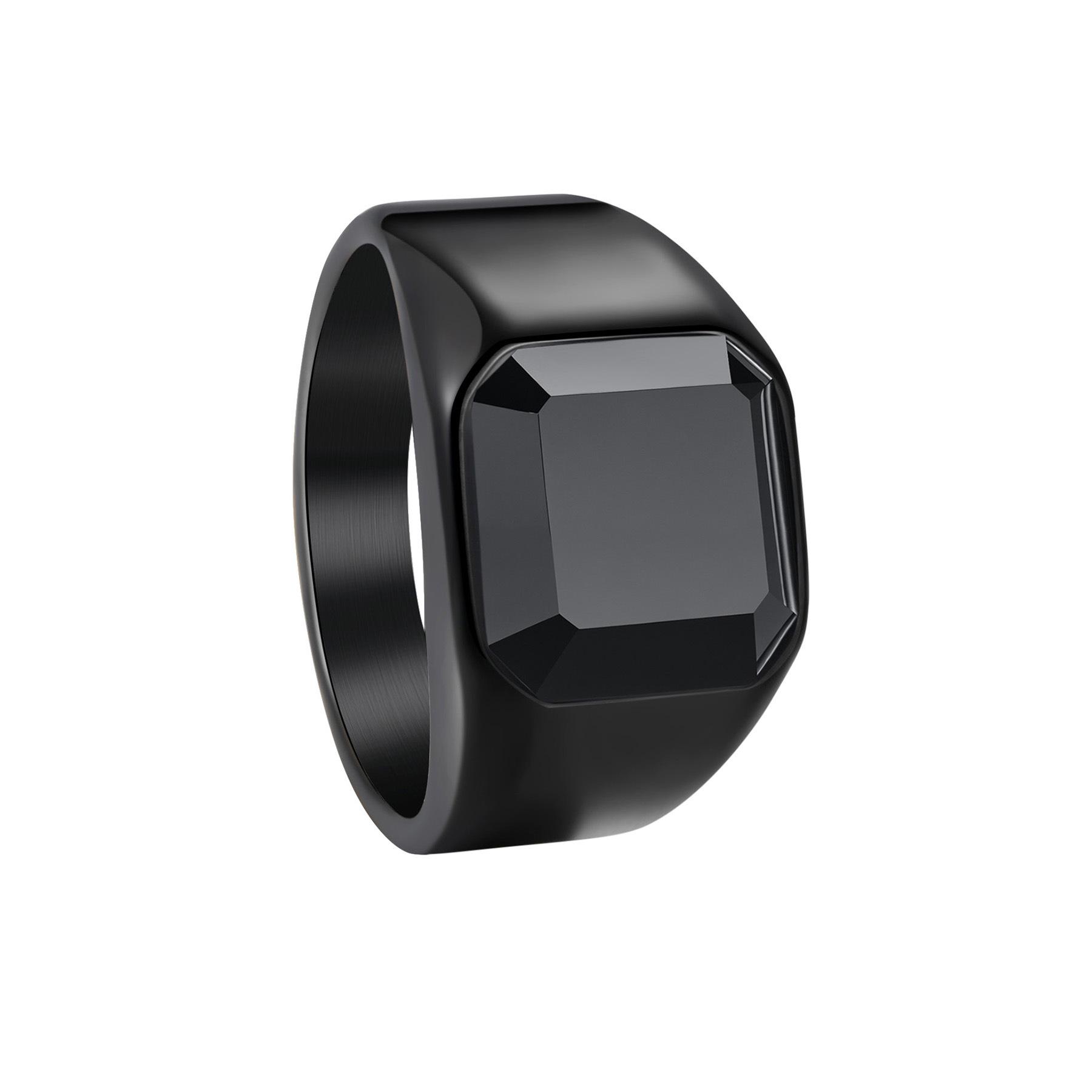 

Европейско-американское мужское кольцо из титановой стали с инкрустацией искусственными драгоценными камнями Size 11 чёрный