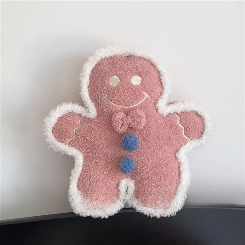 Soft Cute Gingerbread Man Plush Toy With Embroidered Cartoon Design For Girls Home Decor