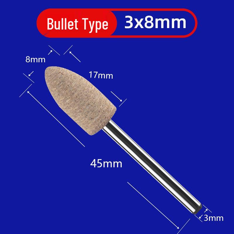3mm Shank Pneumatic Electric Grinder Set with Cowhide Polishing and Cylindrical Bullet Shape Heads