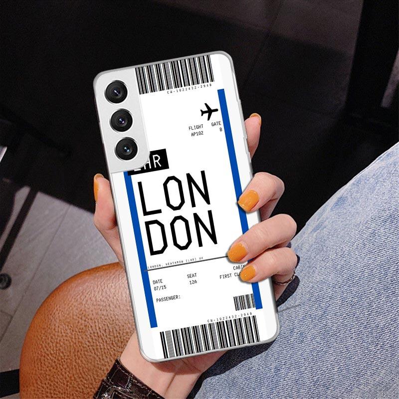 

Travel Ticket Label Phnoe Case for Samsung Galaxy S26 S25 Edge S23 S24 Ultra S22 Plus S21 S20 FE Unique Cover Soft Coque Galaxy Samsung S24 Ultra