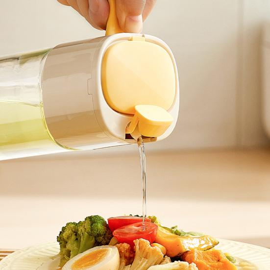 Automatic Oil Dispenser Bottle 500ml One-Touch Opening Hands-Free Glass Oil Bottle with Drip-Free Spout Leakproof Sauce Cruet for Olive Oil Vinegar