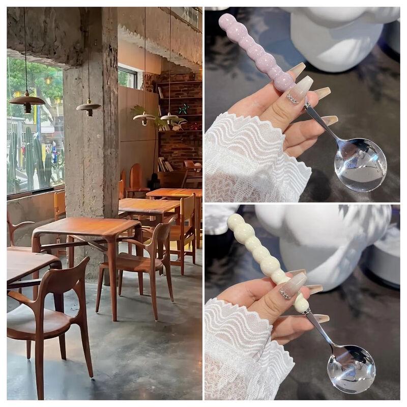 Beiyou Pearl Stainless Steel Spoon with Ceramic-Style Handle