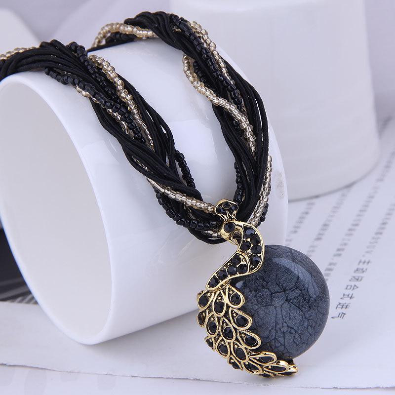 Bohemian Tassel Peacock Gem Necklace for Women
