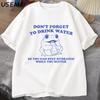 Stay Hydrated While You Suffer T-Shirt Vintage Style Funny Frog Graphic Tees Summer Cotton Short Sleeves T-shirts Oversized Tees