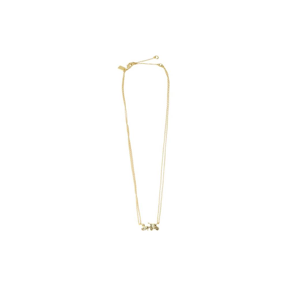 Coach Horse And Carriage Logo Decorative Unique Design Brass Necklace Women Necklace Gold F33375-GLD