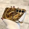 Galvanisierte goldene neue Handyhülle für Samsung Galaxy S26 Ultra S25 Plus S24 S23 S22 fe gehärtetes Glas Künstlerische Texturmuster