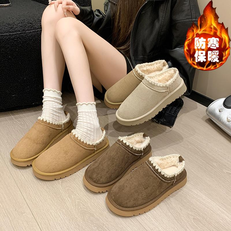 Thick-soled fur integrated mini snow boots women's winter 2025 new velvet warm non-slip bread cotton shoes must