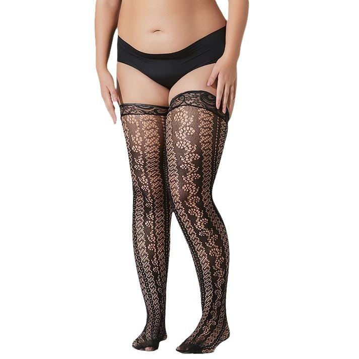 Sexy Stocking Plus Size Women Non-slip Silicone Lace Stay Up Stockings Female Fishnet Long Socks Women's Thigh High Hosiery