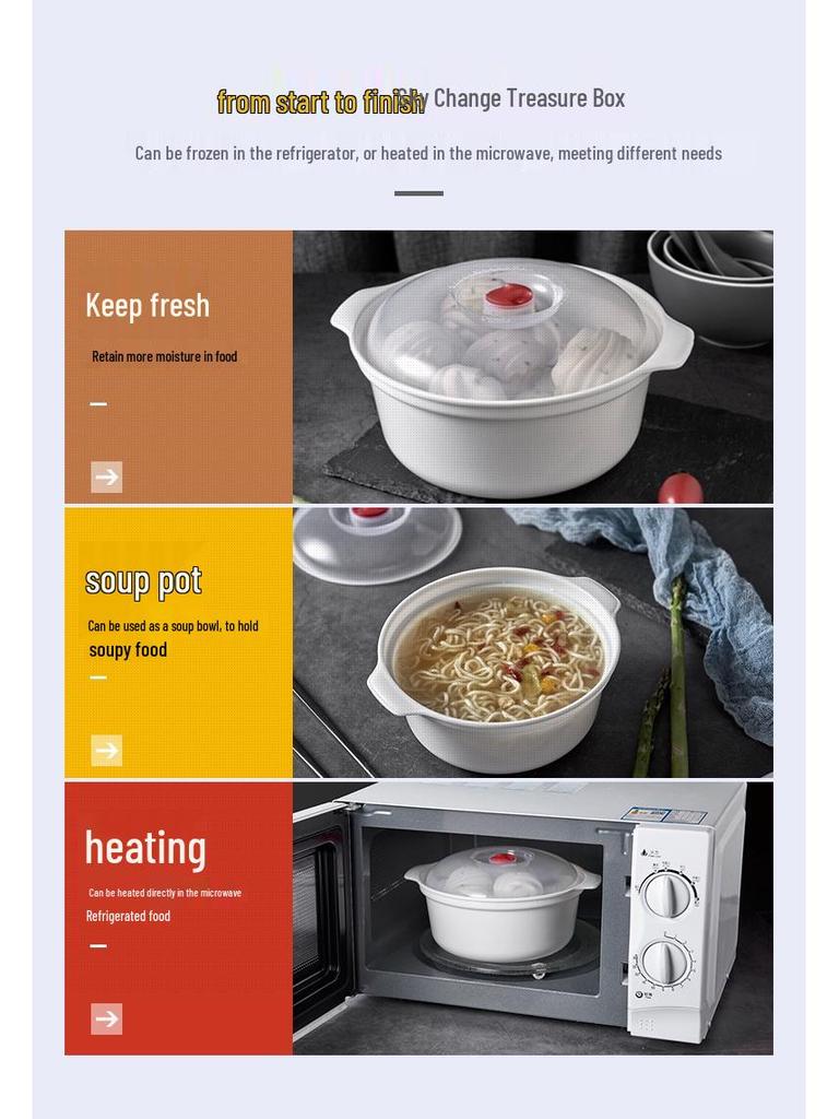 Microwave-Safe Steamer Bowl with Lid for Rice and Lunches