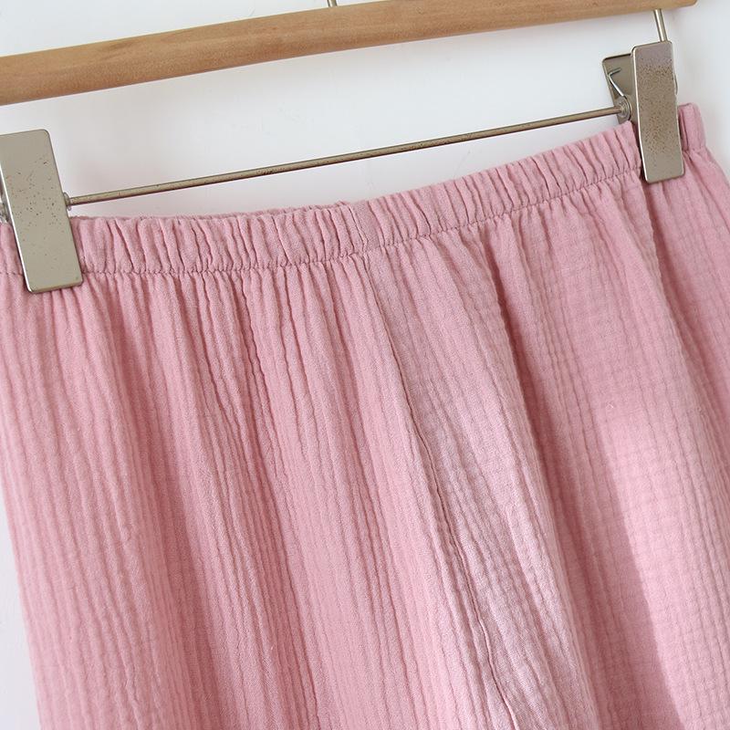 Japanese Couple's Pajamas Set: Plain Cotton, Loose Fit, Unisex, Plus Size, for Spring & Autumn.