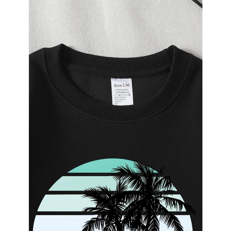 Trendy And Adorable Crewneck Sweatshirt for Girls Featuring a Beach Life Theme with Palm Trees And Sunset Vibes