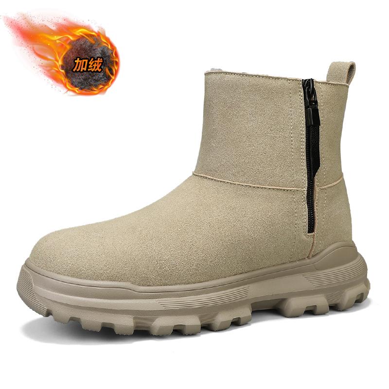 

High Quality Winter Men s Warm Snow Boots Fashionable High Top Genuine Leather Boots Anti slip Wear-Resistant Hiking Work Shoes 38
