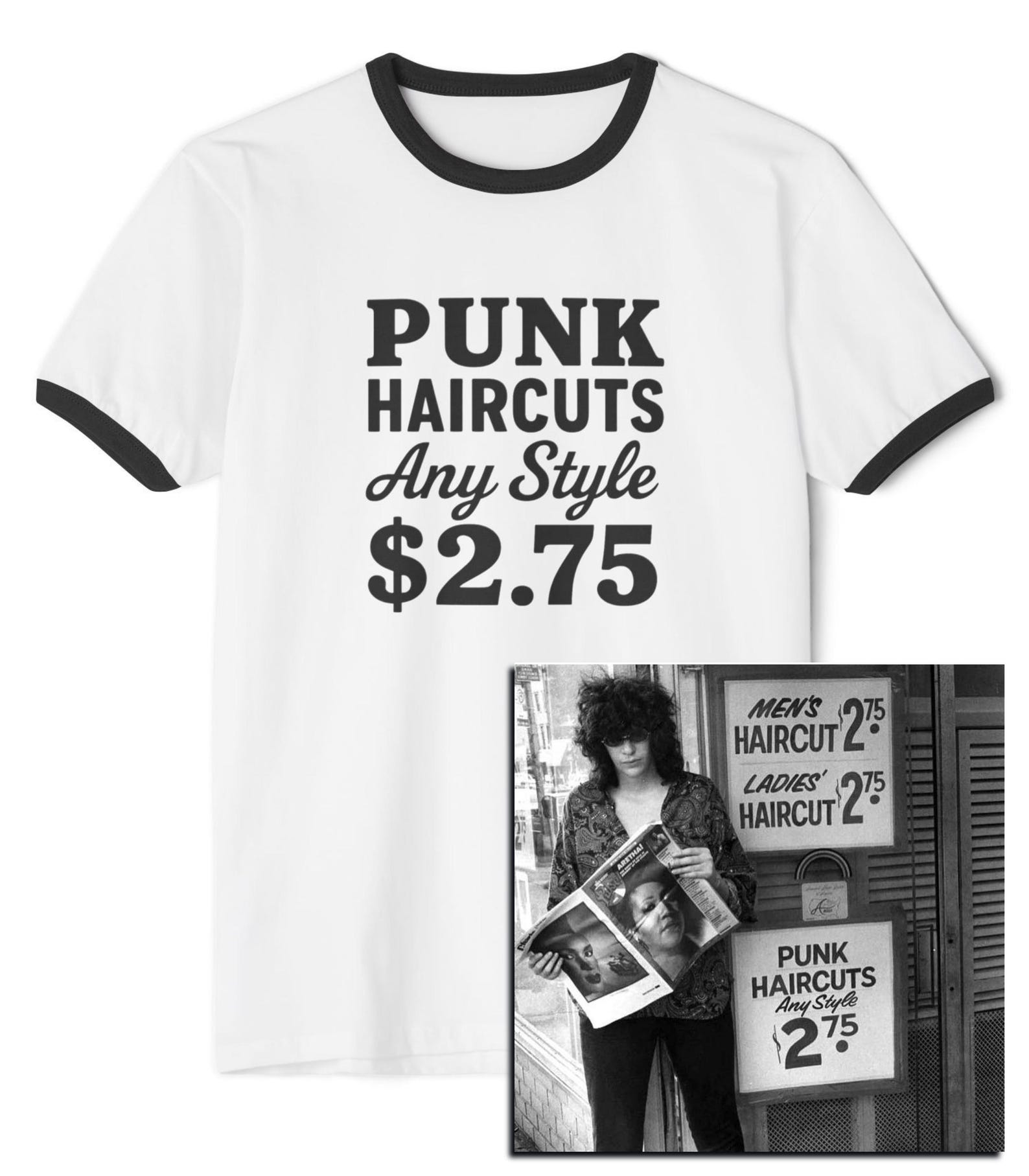 70s Punk Rock Haircut Tee | NYC Punk Rock and Roll Hair 3XL