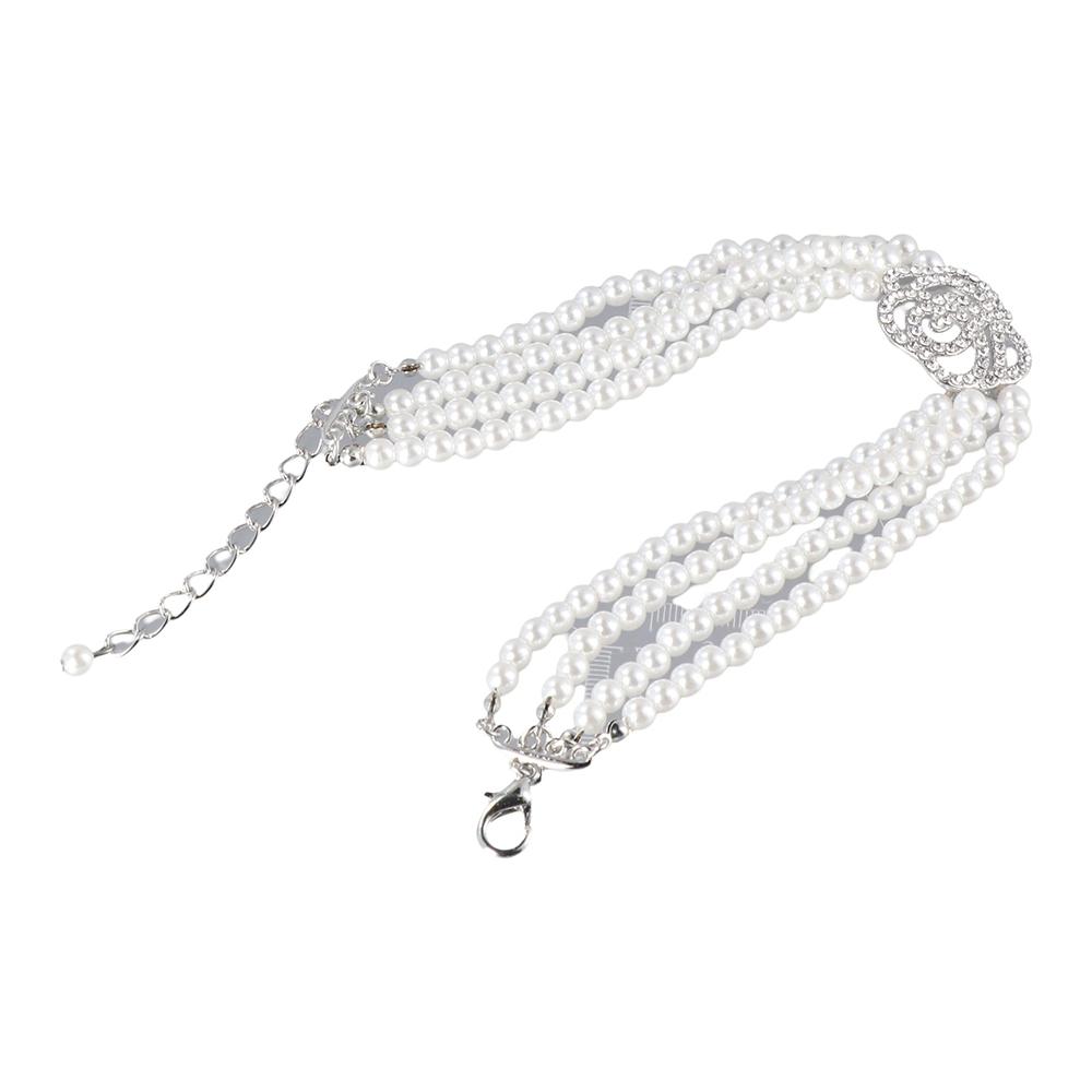 Rhinestone Four Rows Pearls Dog Choker Jewelry Dog Chain Puppy Accessories Pet Supplies Pet Collar Cat Jewelry Dog Necklace