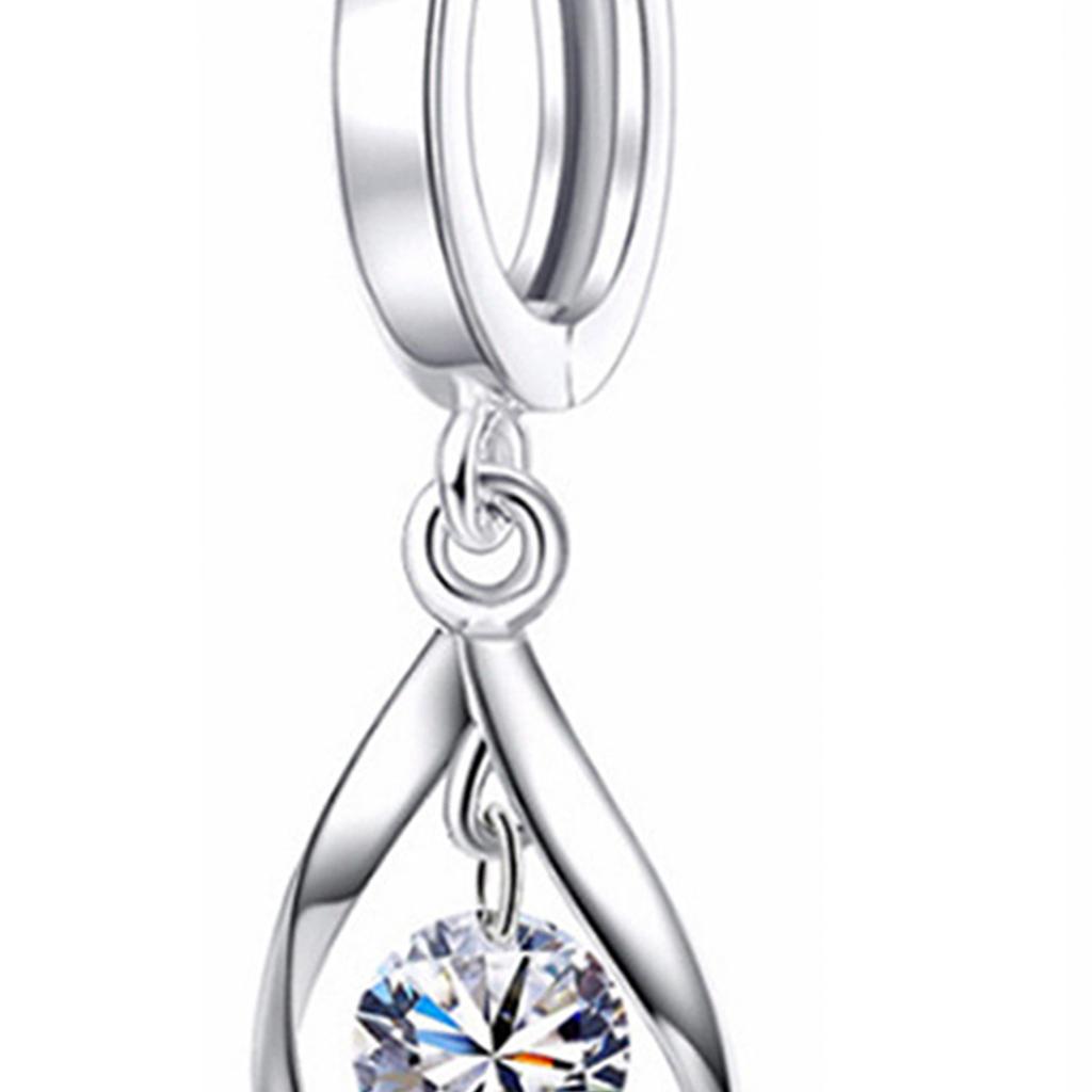 1 Pair Women White Gold Earrings Simple Zircon Hinged Dangle Drop Earrings for Balls Dates Parties Birthdays