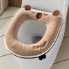 New Winter Thickened And Plush Toilet Seat Cover for Home Use, Featuring Cartoon Embroidery And a Built-In Handle