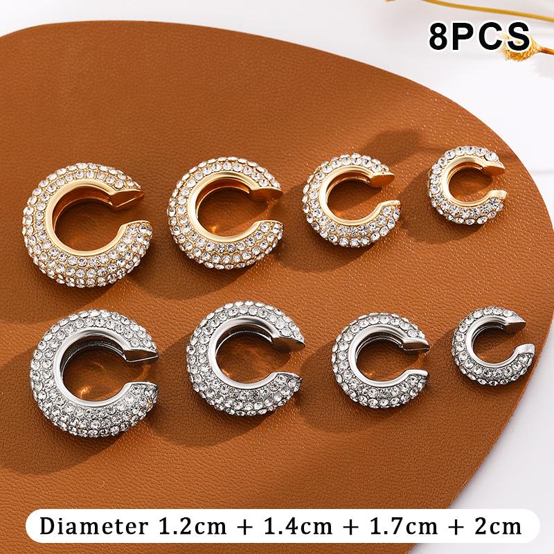 1/4/8Pcs C Shape Round Cartilage Clip Earrings For Women Luxury  Fake No Pierced Geometric Ear Cuff Jewelry