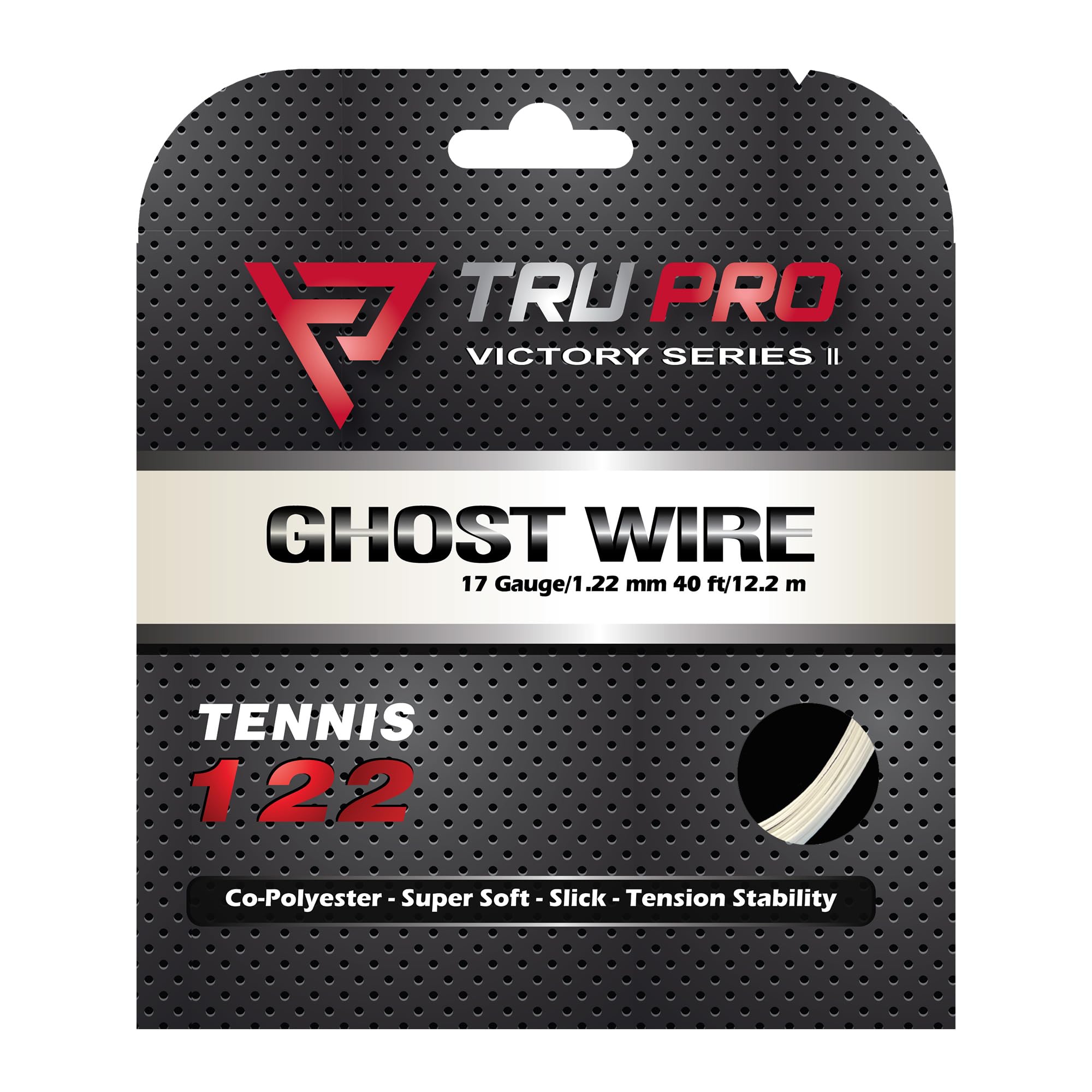 TRU PRO Ghost Wire Теннисная прозрачная струна, Круглая, Мягкая, 12,2 м, 1,22 мм (17G), Полиэстер, (белый)