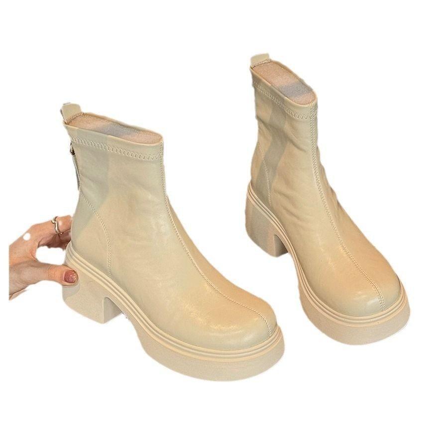 Huge good-looking short boots women's 2025 autumn new British small popular high-heeled boots platform women's shoes thin boots