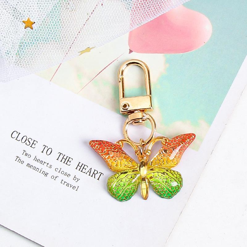 10Pcs Gradient Color Alloy Pendant Key Ring Clip Hook Butterfly Enamel Keychain For Handbag Backpack Car Keys Diy Accessory