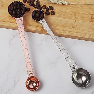 Doppelseitiger Kaffee-Messlöffel aus Edelstahl mit Skala