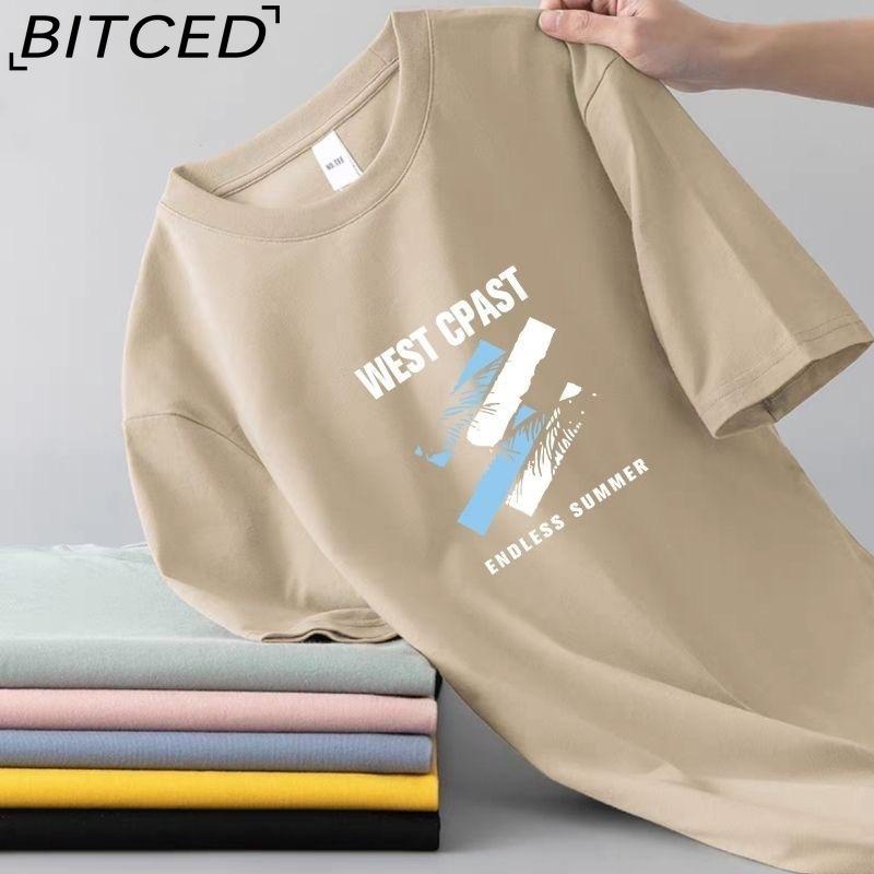 BITCED Cotton Short Sleeve T-shirt Men's Fashion Loose Half Sleeve Shirt Printed Compassionate Shirt