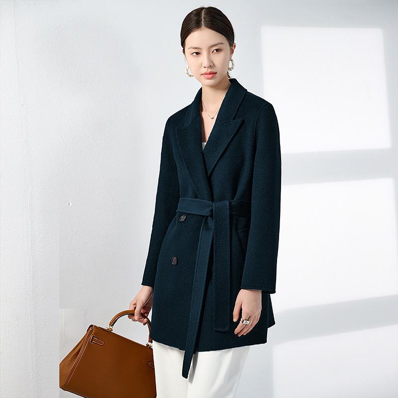 

Women s 100% Cashmere Double-Faced Petite Short Coat for Autumn/Winter M