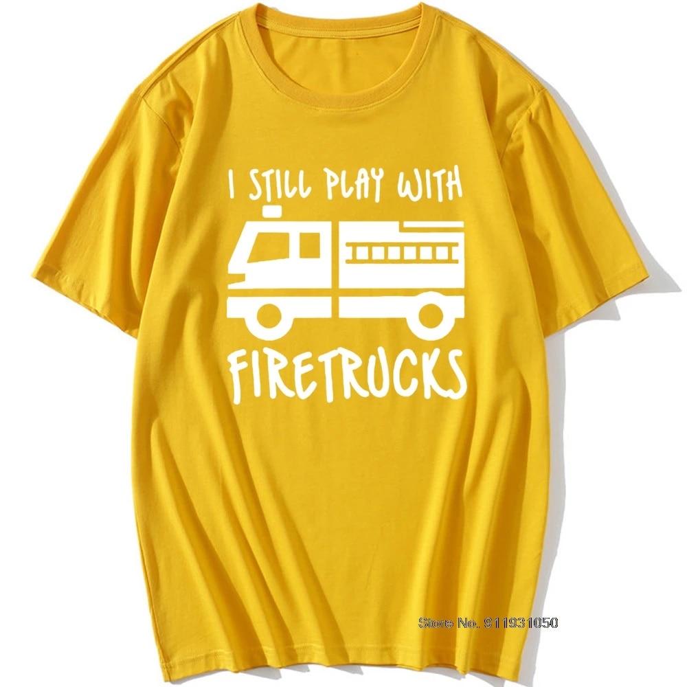 

Крутой бренд FireУнисекс Футболка «Пожарный я все еще играю с пожарными машинами» Футболка с дизайном Eat Sleep Fire 3XL