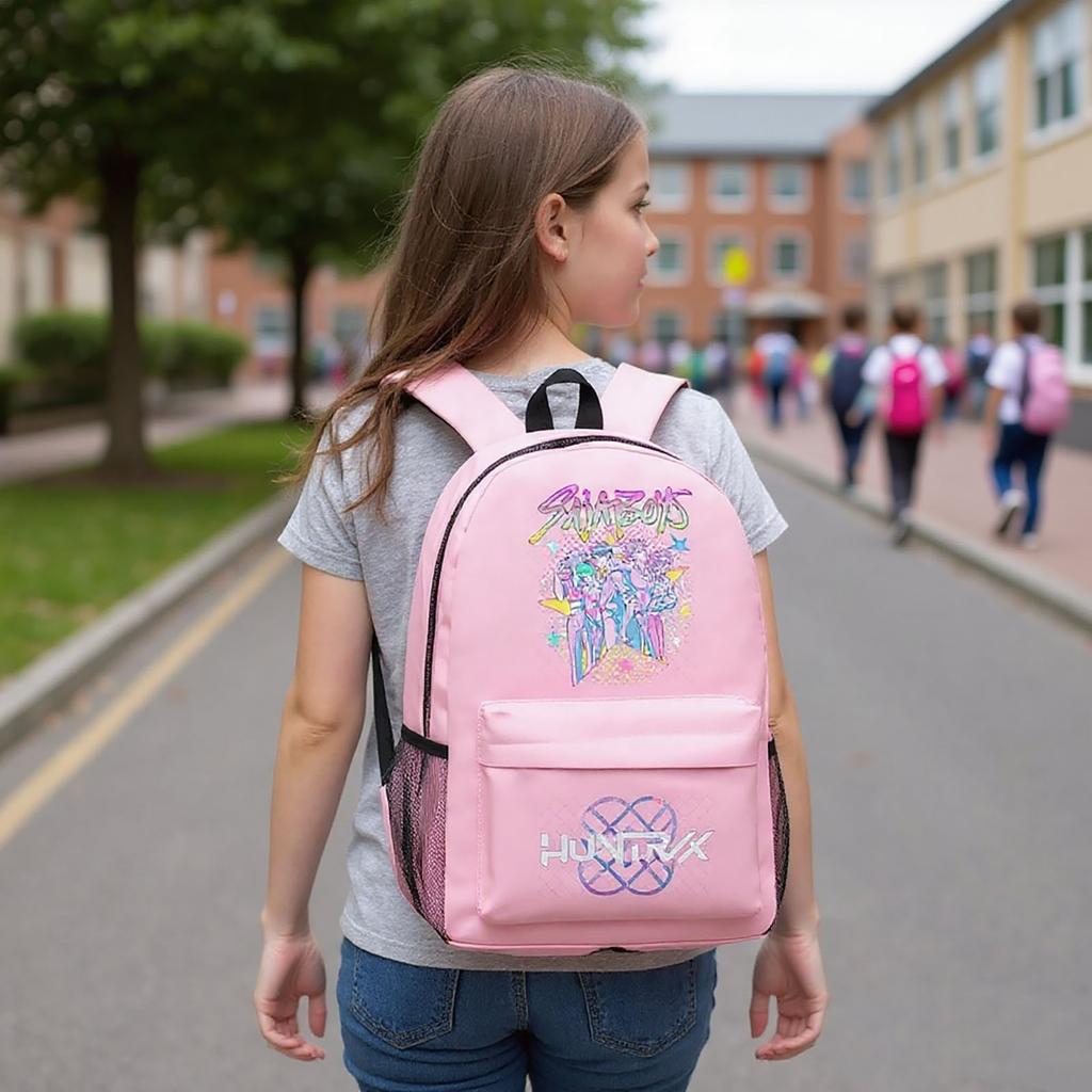 Kpop Dívčí batoh Vysokoškolský styl Velká kapacita Lehký Cestovní batoh Taška Třídílná sada