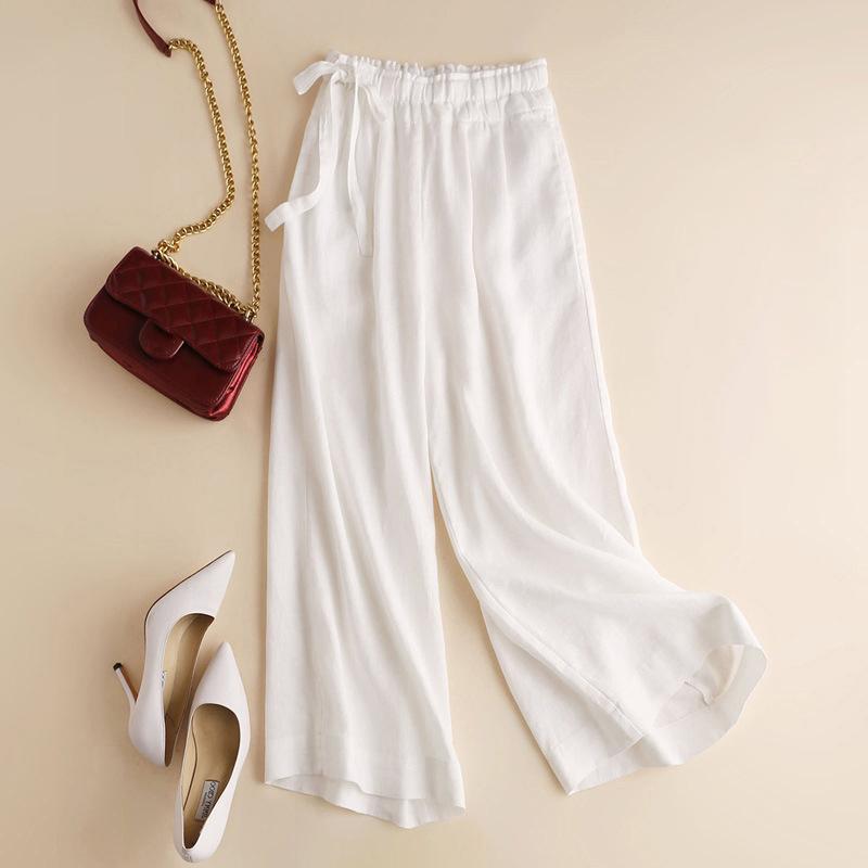 High Waisted Wide Leg Pants Women's Side Straps Women