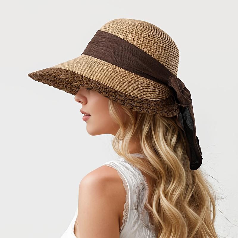 Lace-trimmed Straw Hat with Bow Ribbon Beach Party Hat Outdoor Straw Hat Sun Hat Beach Hat Seaside Hat Sun Shading Hat