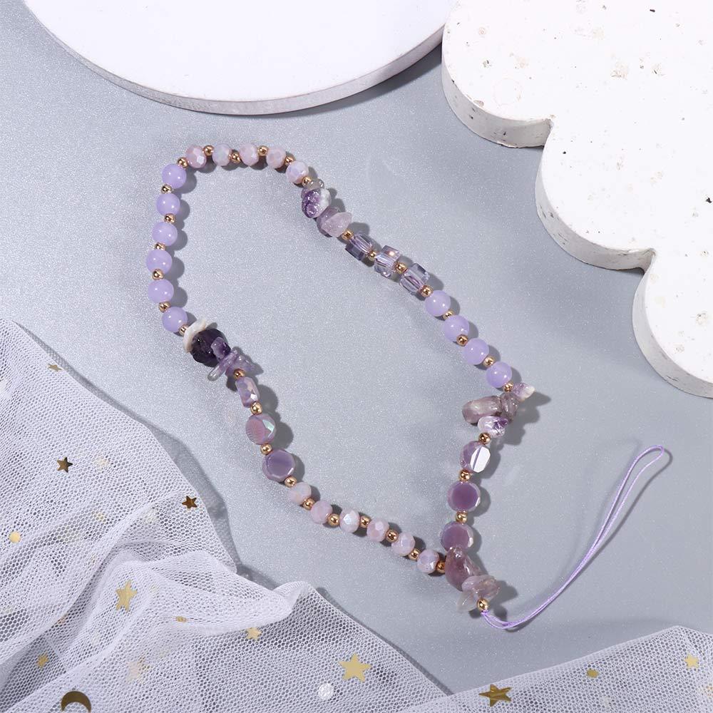 Phone Chain Mobile Phone Strap Crystal Stone Beads Lanyard Cell Phone Lanyard Letter Beads Chain