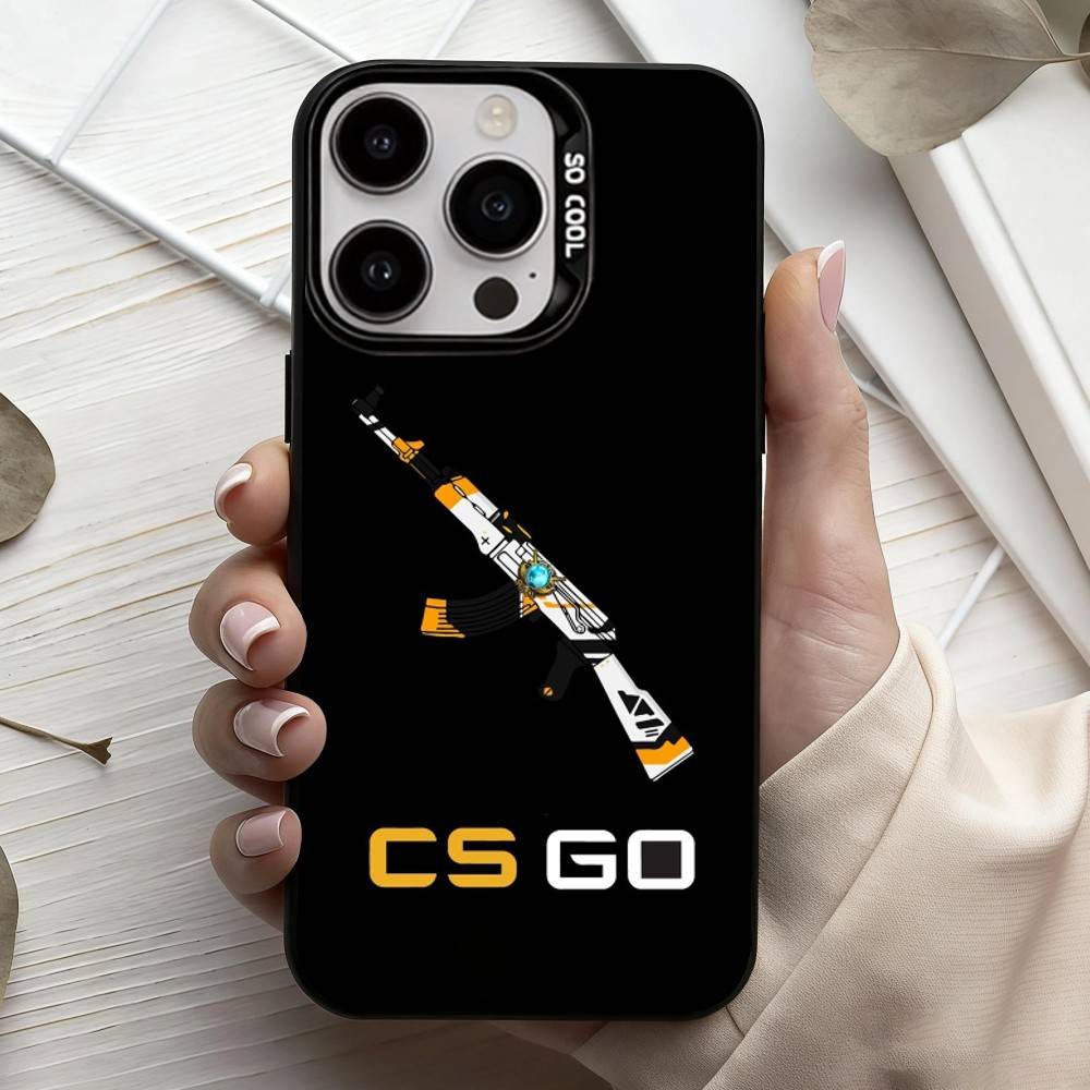 G-Game CS2 C-Counter S-S-Strikes   Phone Case For iPhone17,16,15,14,13,12,11 Plus,Pro Max Black Candy Silver Plated Cover