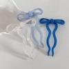 Summer Bow Wave U-Shaped Acetate Hairpin - Cute Girly Half-Up Hair Clip Accessory