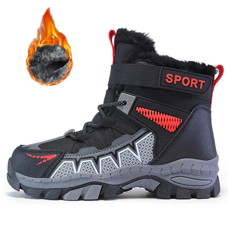 Boy's Winter Snow Boots with Plush Insulation Anti Slip Outdoor Sports Snow Boots