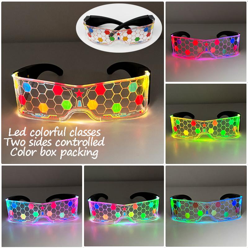 

Крутые Неоновые LED Светящиеся Очки Футуристические Мигающие Светящиеся Очки, Светящиеся Реквизиты для Вечеринки Бара для Дня Рождения Ночных Мероприятий