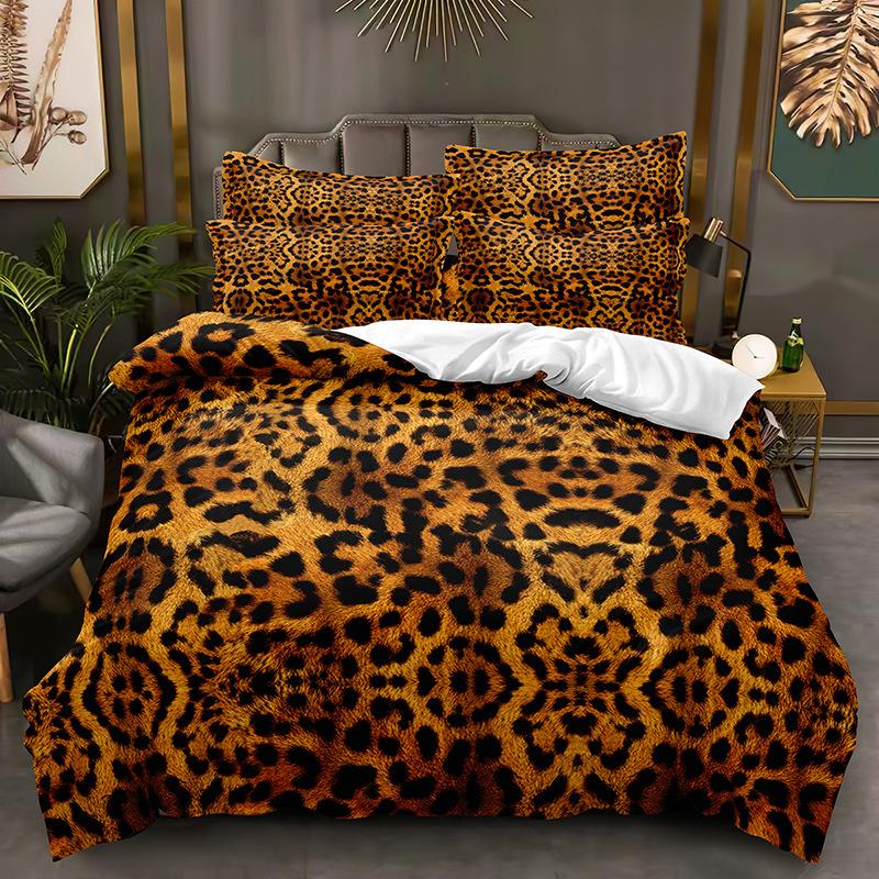 Leopard Print Texture Series Three-Piece Set, Duvet Cover, Grinding Kit Digital Printing