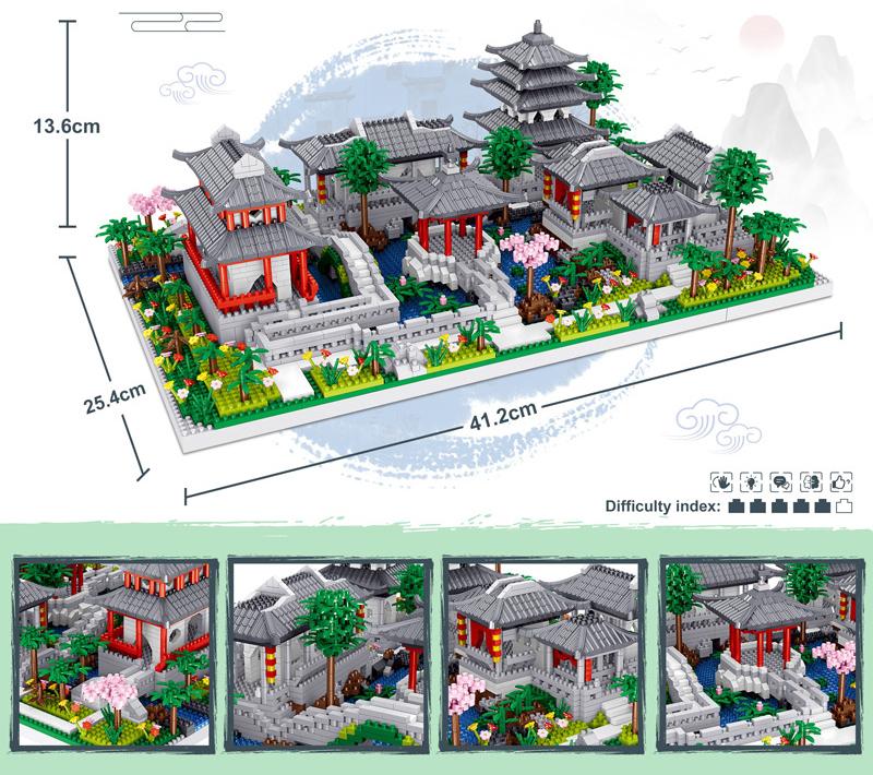 Classical House China Traditional Architecture Micro Diamond Block 3In1 Suzhou Gardens Creative Building Brick Toys Nanobricks