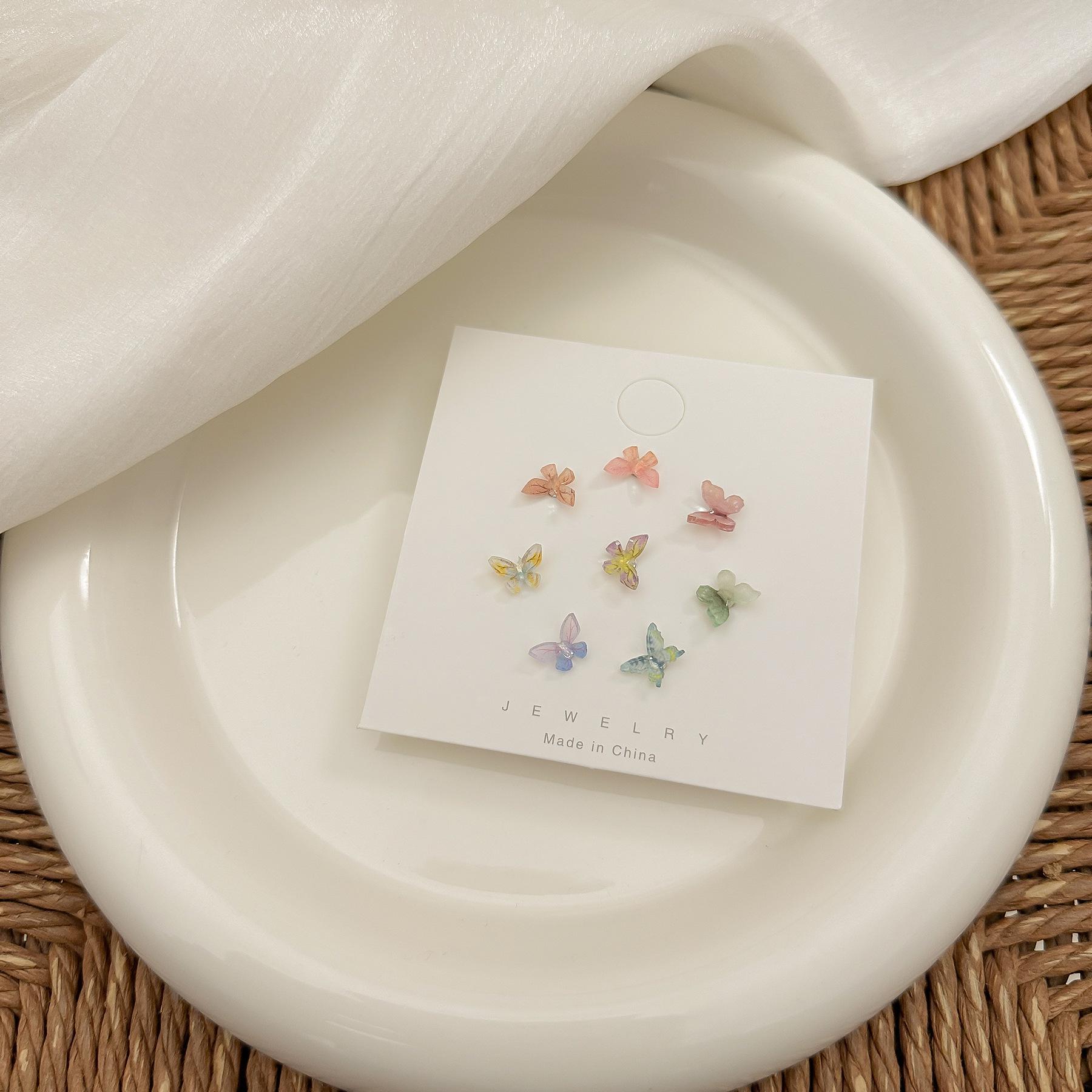 

Three-Dimensional Butterfly Earrings Set – Silver Needle, Versatile, Sweet, Fairy-like Design, Perfect for Beautiful, Fashionable Girls. Fairy 3D Butterfly Set of 8