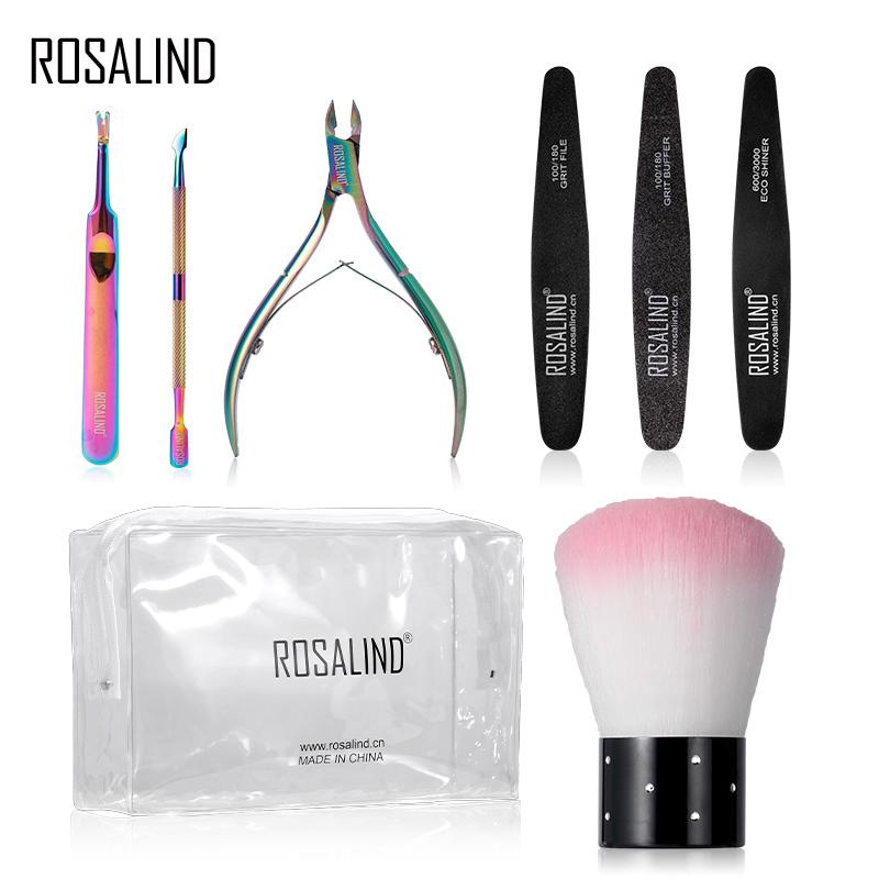 ROSALIND Gel Nail Tool Set For Nails Art Gel For Manicure Cuticle Remover Buff Nail File Gel Polish Nourishment 8 /12Items