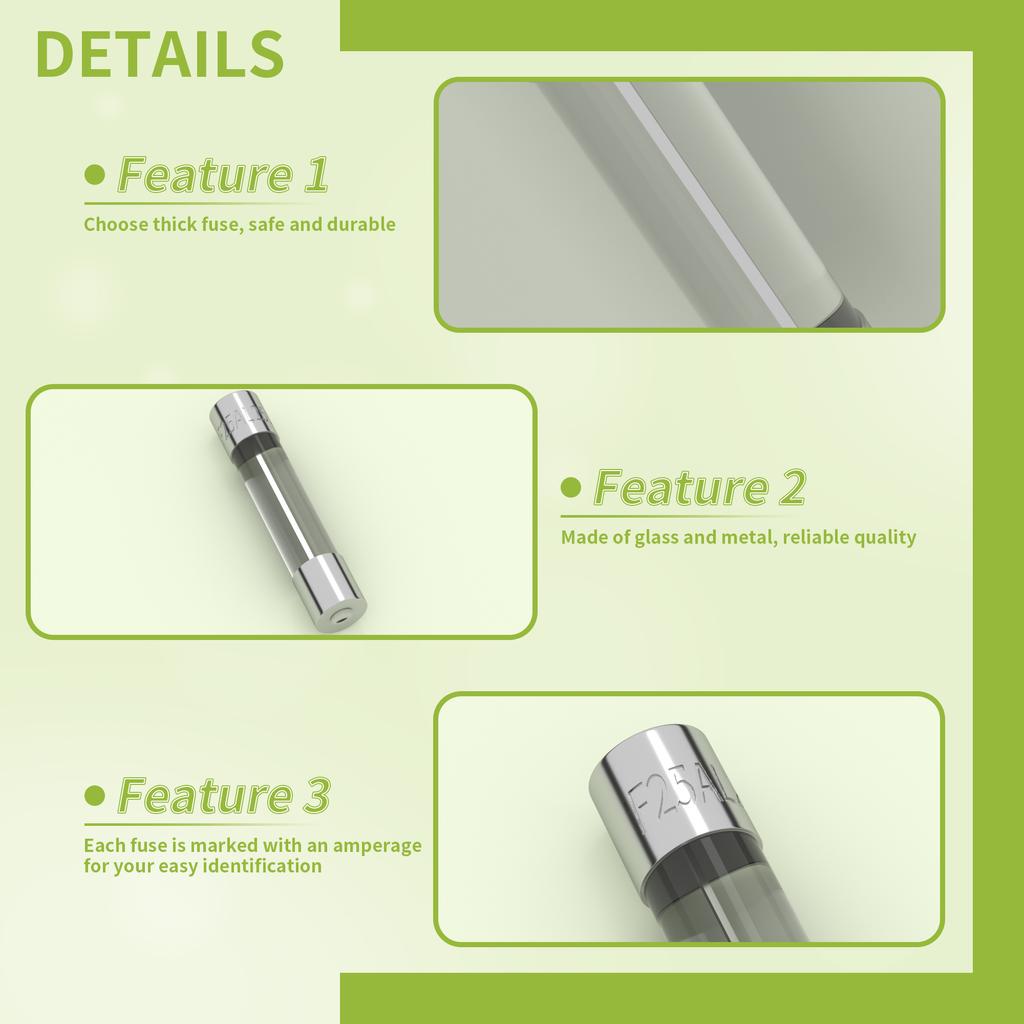 360 Stück Schnell durchbrennende Glas Sicherungen Sortiment-Kit 24 Werte Auto Sicherungen Sortiment-Kit 250V 0,5A-25A 5x20mm 6x30mm Glas Sicherungen