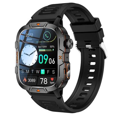 Relógio Inteligente QX12 Lanterna LED Tela Grande de 1,96 polegadas Chamada Bluetooth Voz AI SOS Homens Mulheres Smartwatch Rastreador de Fitness Esportivo