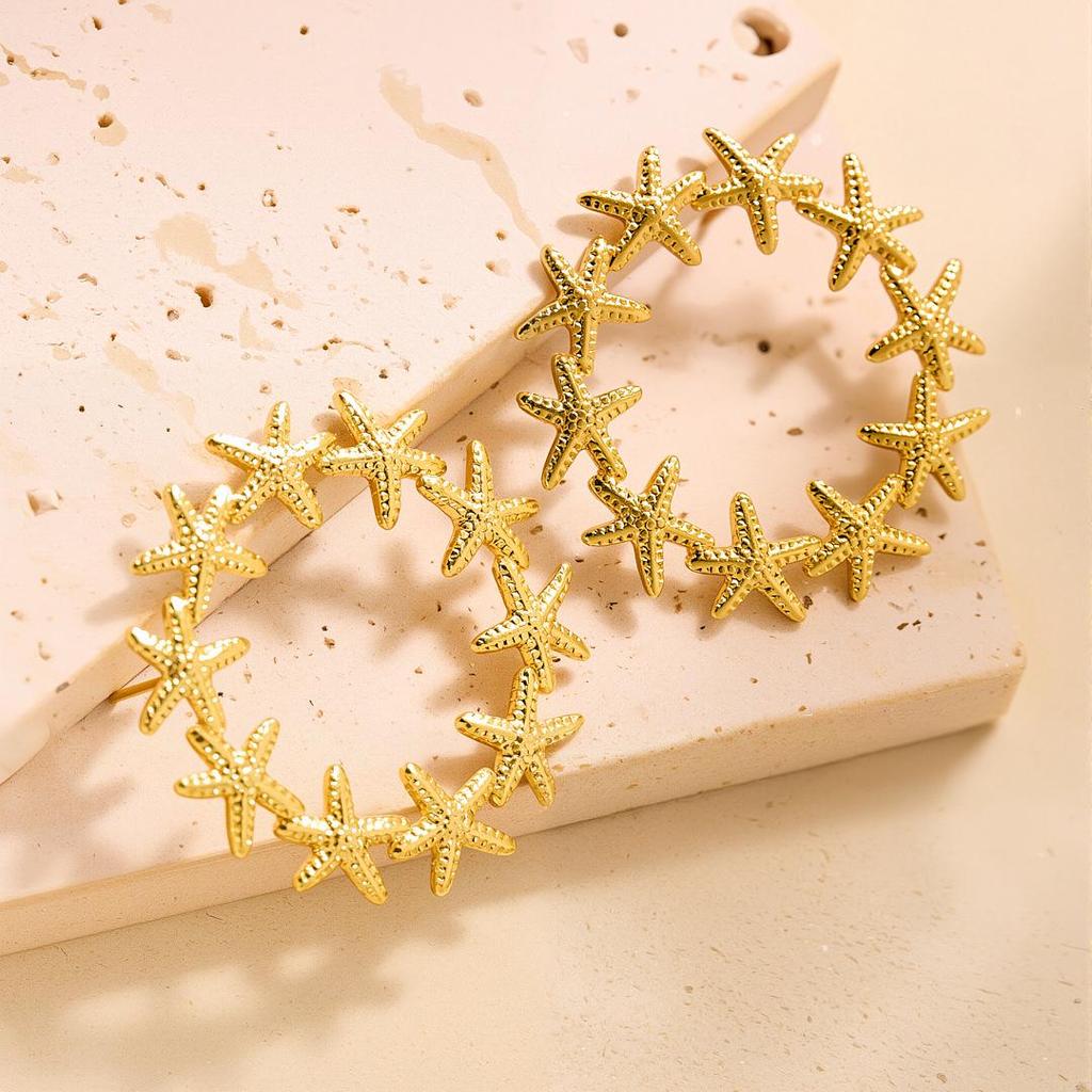 Geometric Irregular 18k Gold Titanium Steel Earrings for Women