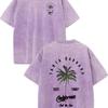 Women's Round Neck Short Sleeve Loose Fit 3D Print Washed Cotton T-Shirt Streetwear