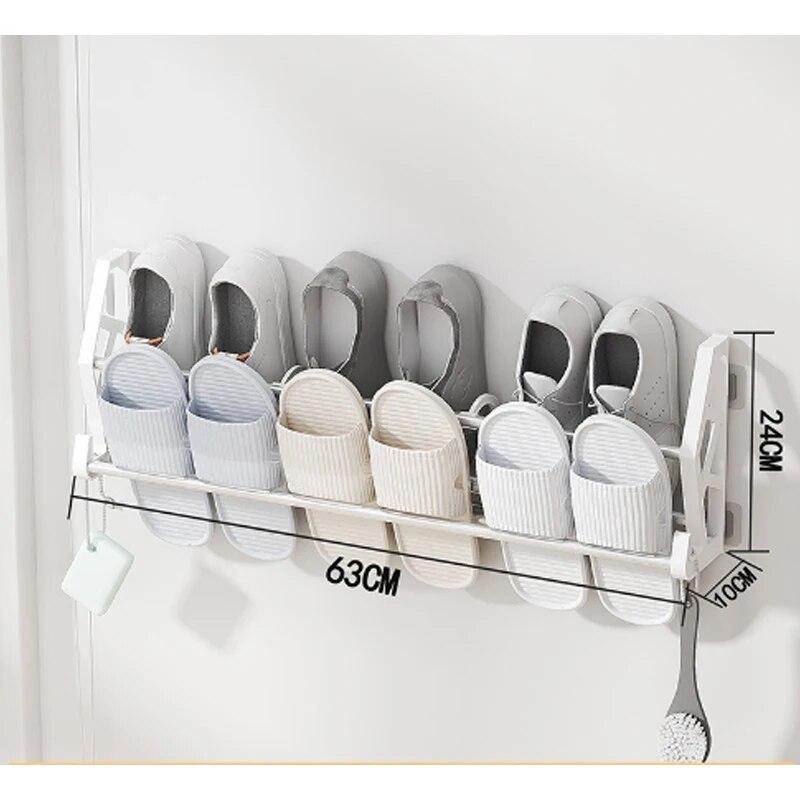 Nail Free and Hole Free Door Back Shoe Rack, Bathroom Slipper Rack, Simple Multi-layer Assembly, Wall Mounted Storage Rack